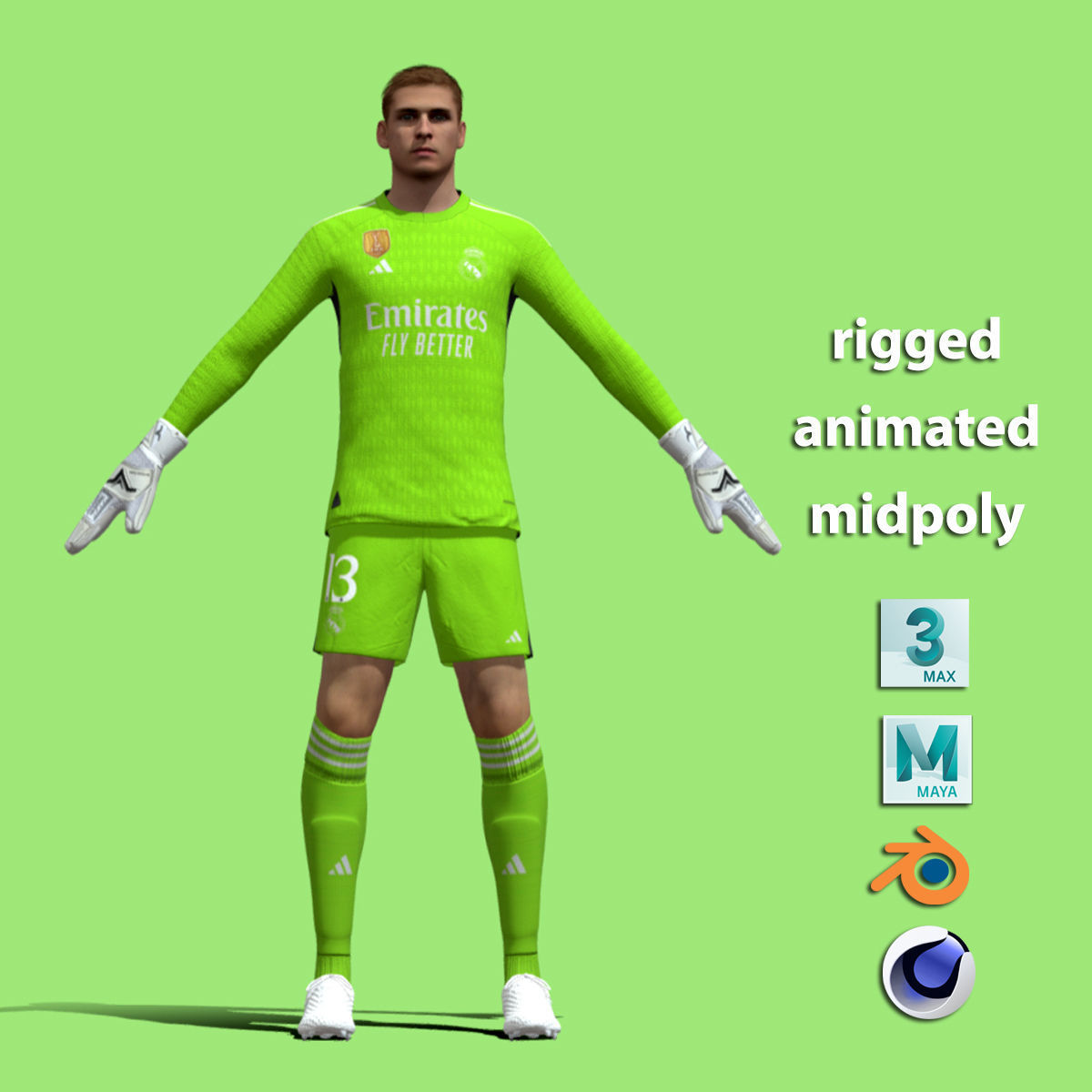 T-Pose Andriy Lunin Real Madrid 23-24 3D model_1