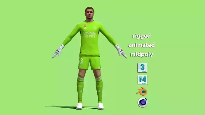 T-Pose Andriy Lunin Real Madrid 23-24 3D model T-Pose Andriy Lunin Real Madrid 23-24 3D model