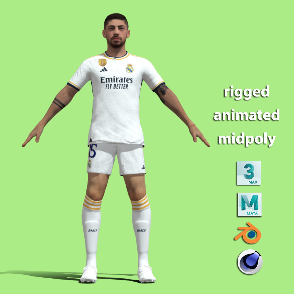 T-Pose Valverde Real Madrid 23-24 3D model_1