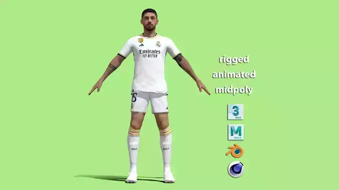 T-Pose Valverde Real Madrid 23-24 3D model T-Pose Valverde Real Madrid 23-24 3D model