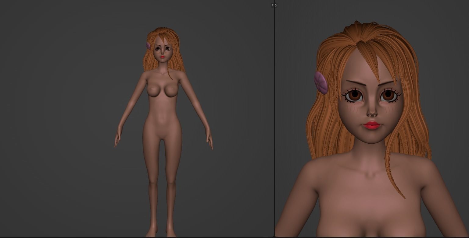 Stylized female character  3D model_4