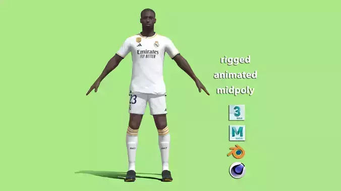 T-Pose Ferland Mendy Real Madrid 23-24 3D model T-Pose Ferland Mendy Real Madrid 23-24 3D model