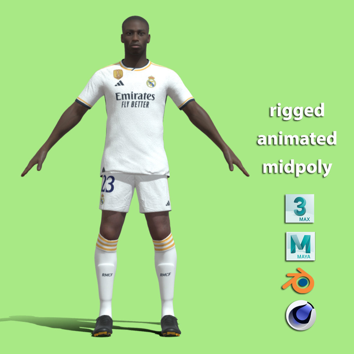 T-Pose Ferland Mendy Real Madrid 23-24 3D model_1