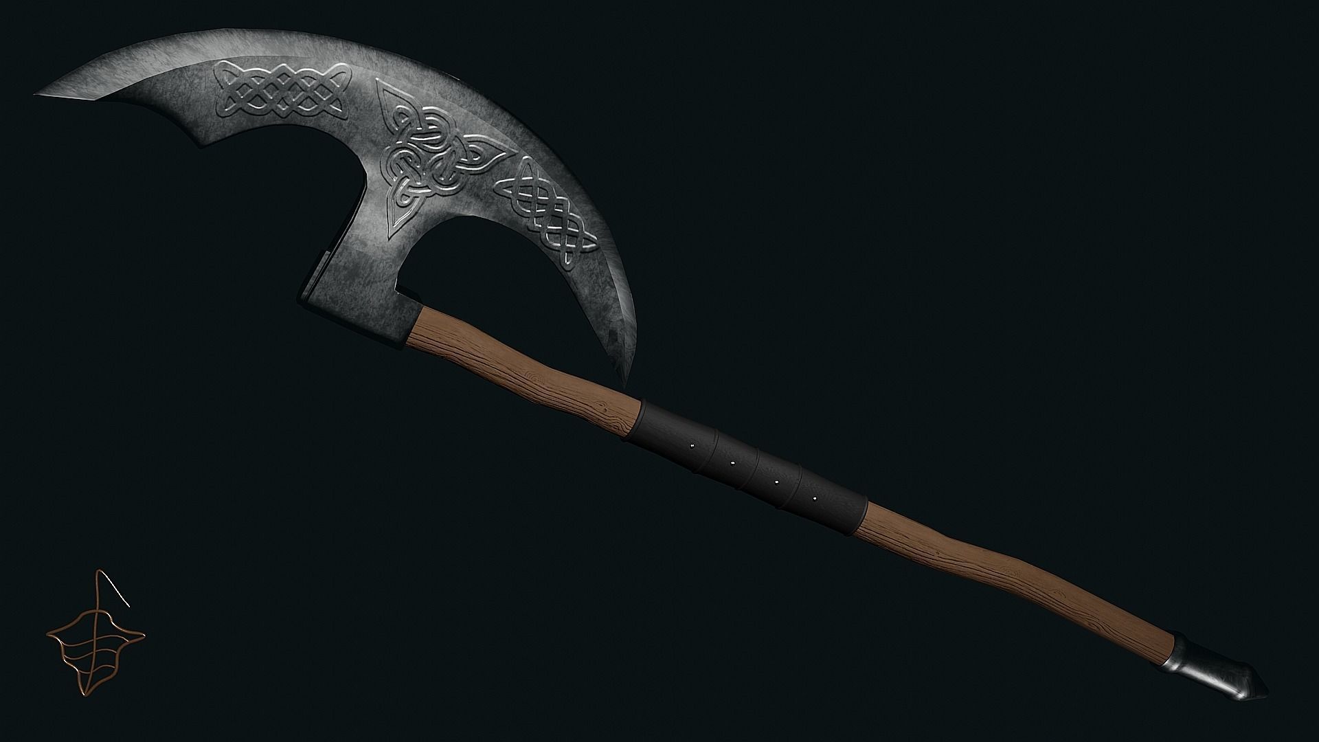 Pagan Battle axe Low-poly 3D model_8