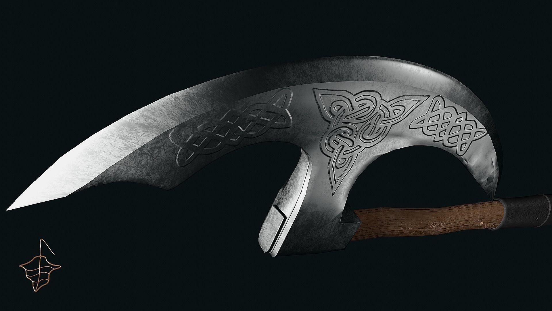 Pagan Battle axe Low-poly 3D model_2