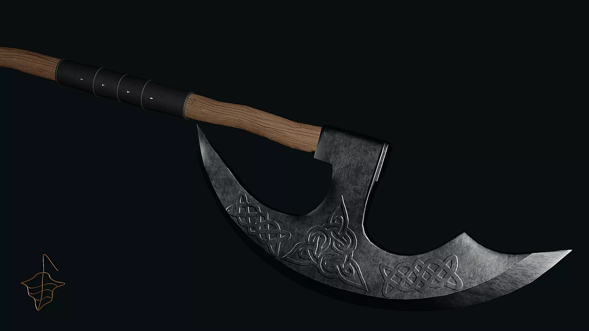 Pagan Battle axe Low-poly 3D model_0