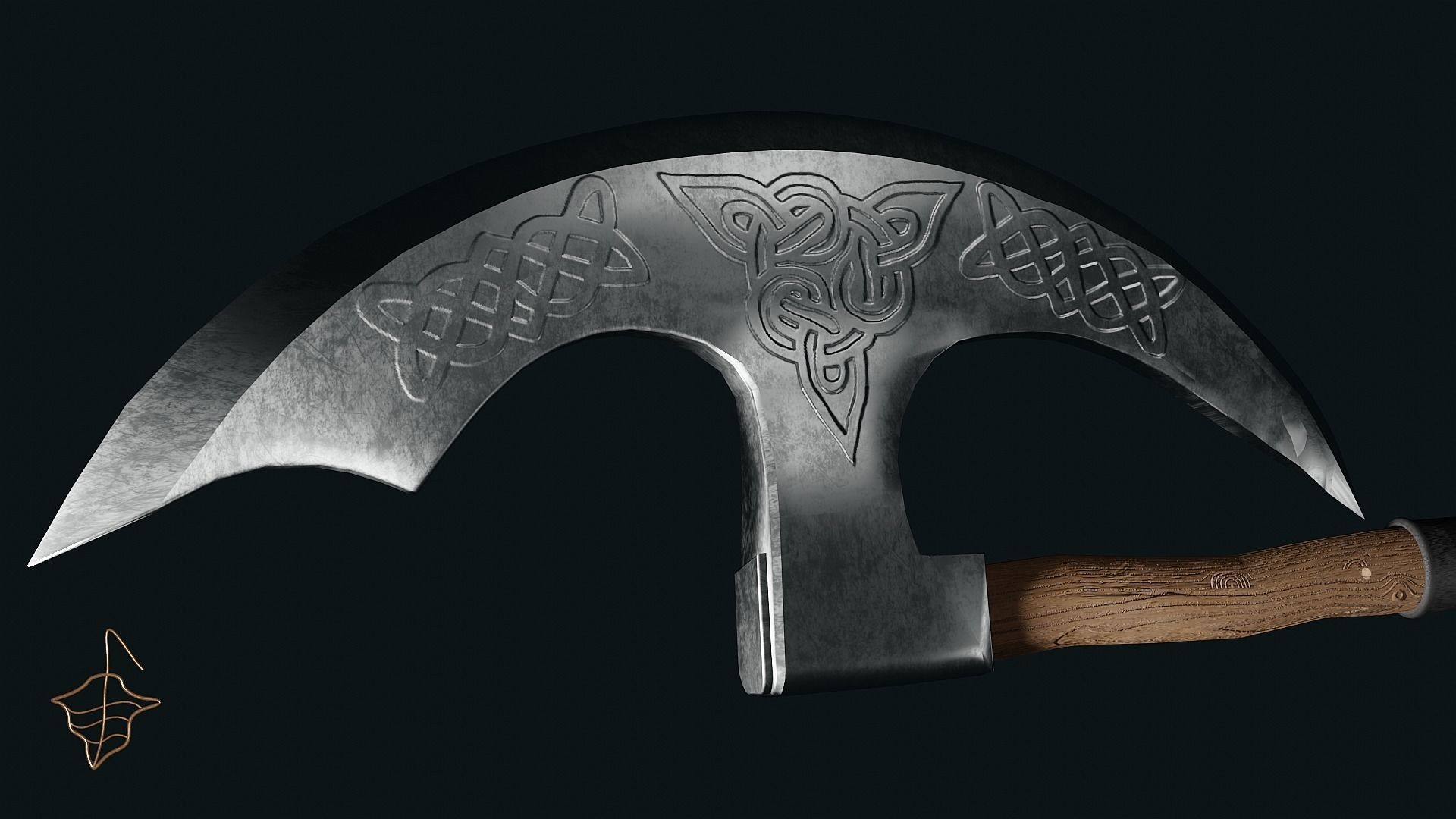 Pagan Battle axe Low-poly 3D model_1