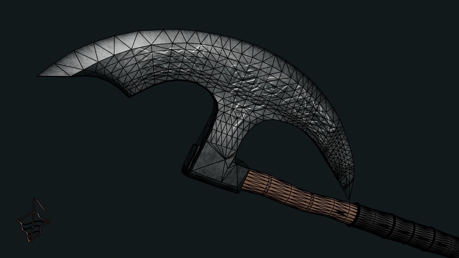 Pagan Battle axe Low-poly 3D model_10