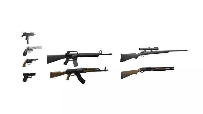 Low poly baked weapons pack 1 Low-poly 3D model