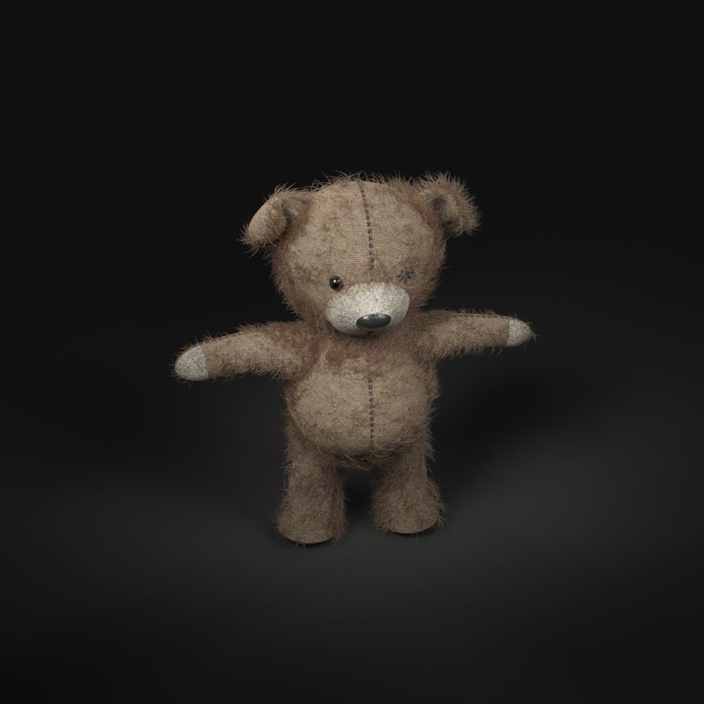 Worn Teddy Bear Low-poly 3D model_13