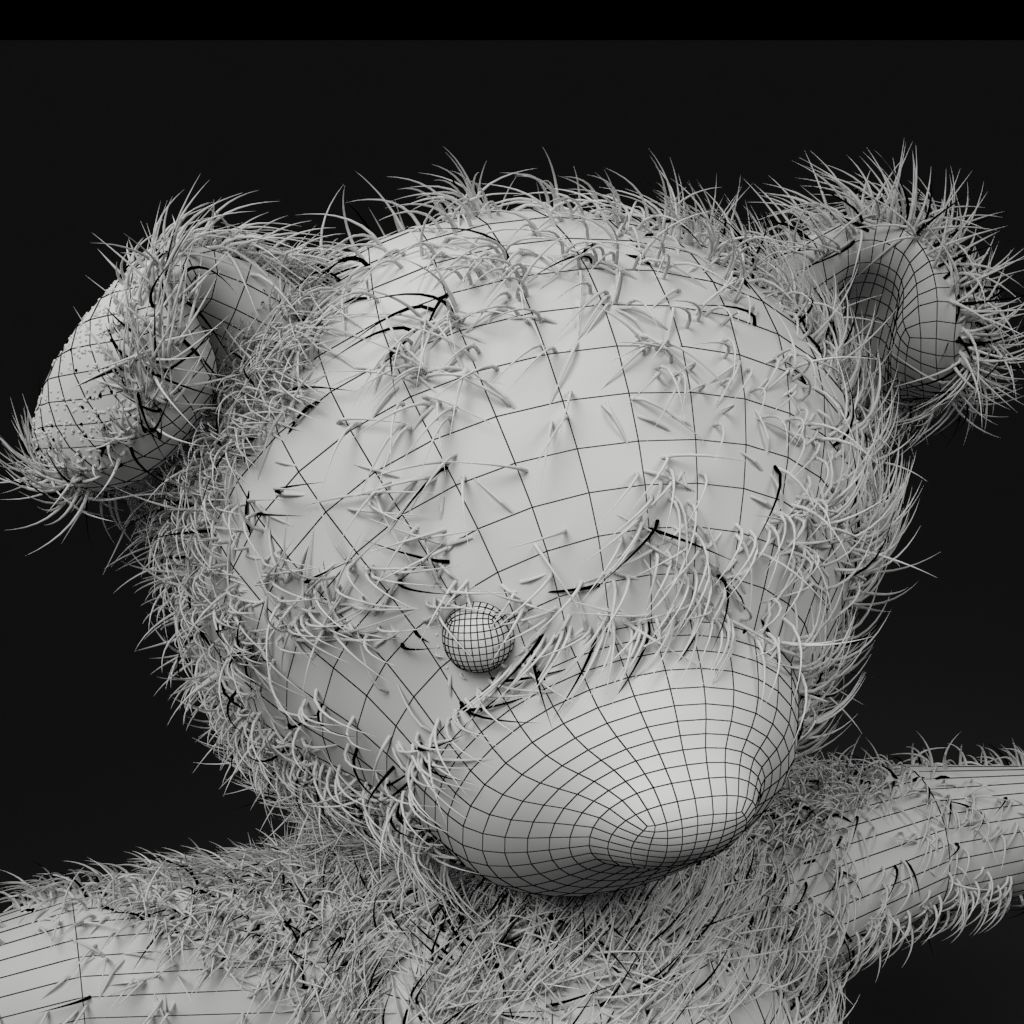 Worn Teddy Bear Low-poly 3D model_11