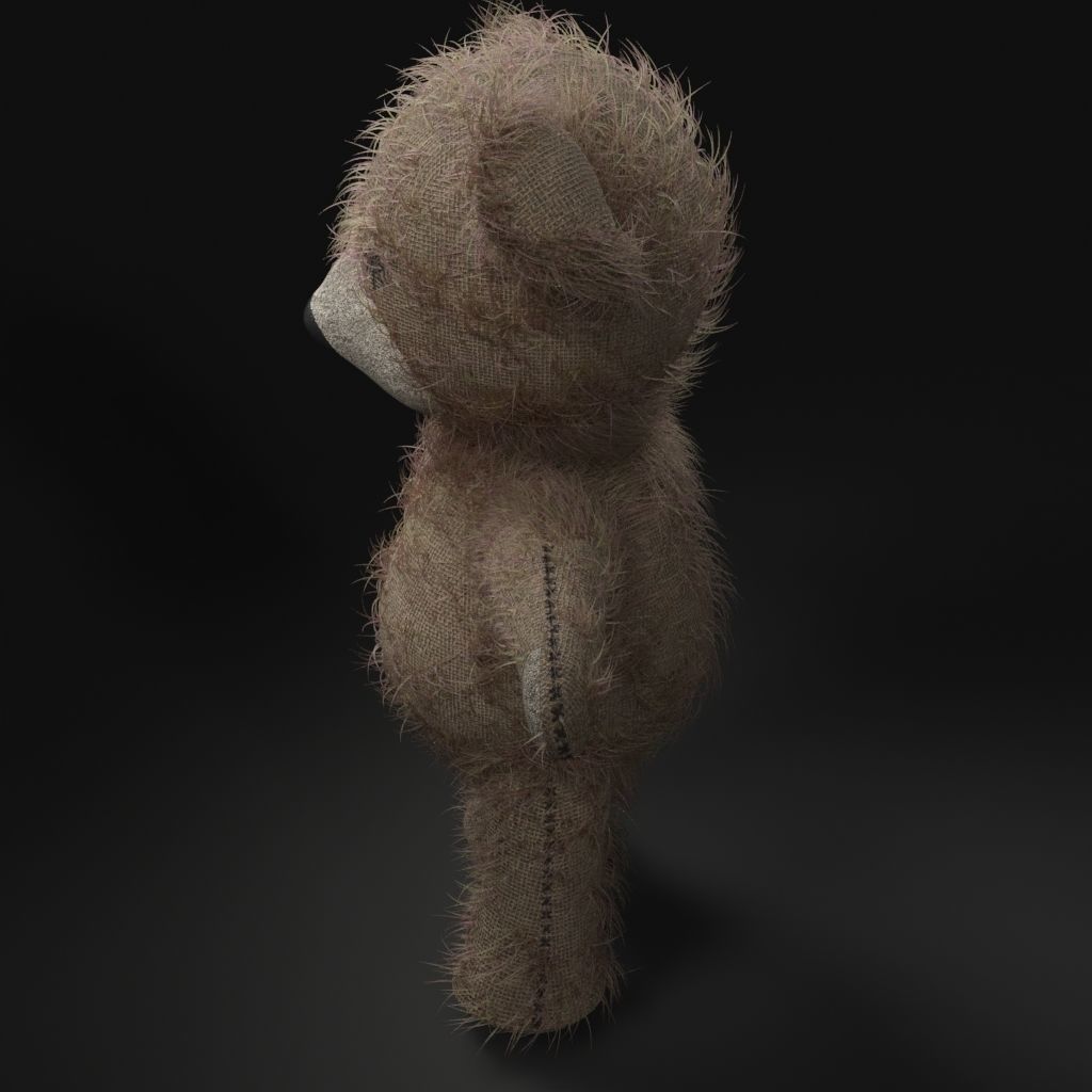 Worn Teddy Bear Low-poly 3D model_7
