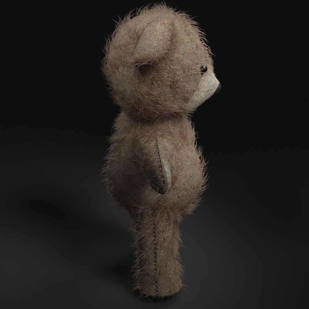 Worn Teddy Bear Low-poly 3D model_5