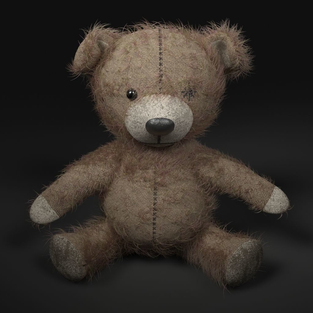 Worn Teddy Bear Low-poly 3D model_4