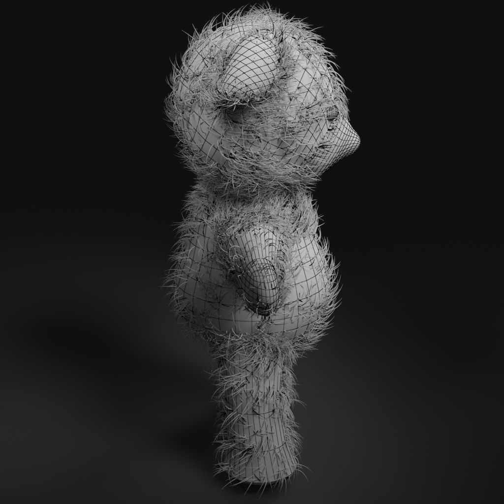 Worn Teddy Bear Low-poly 3D model_6