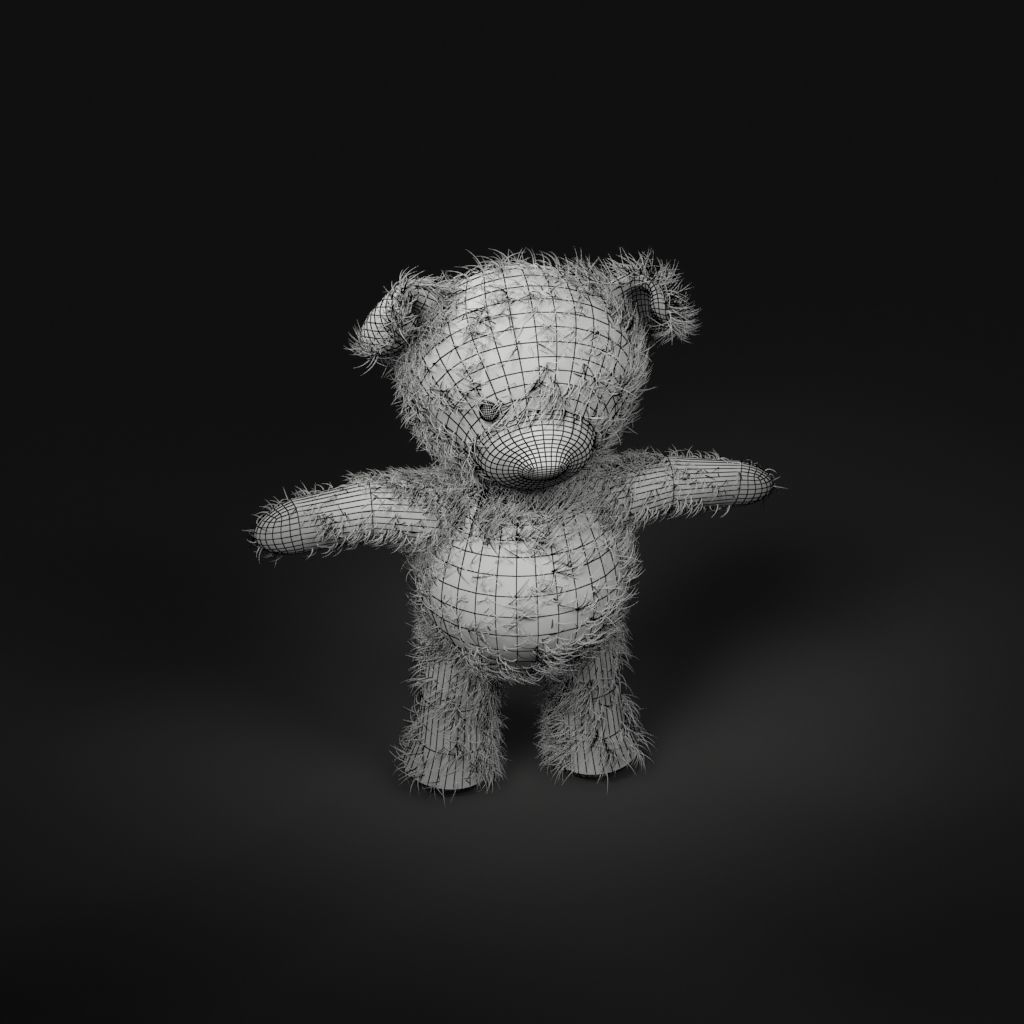 Worn Teddy Bear Low-poly 3D model_14