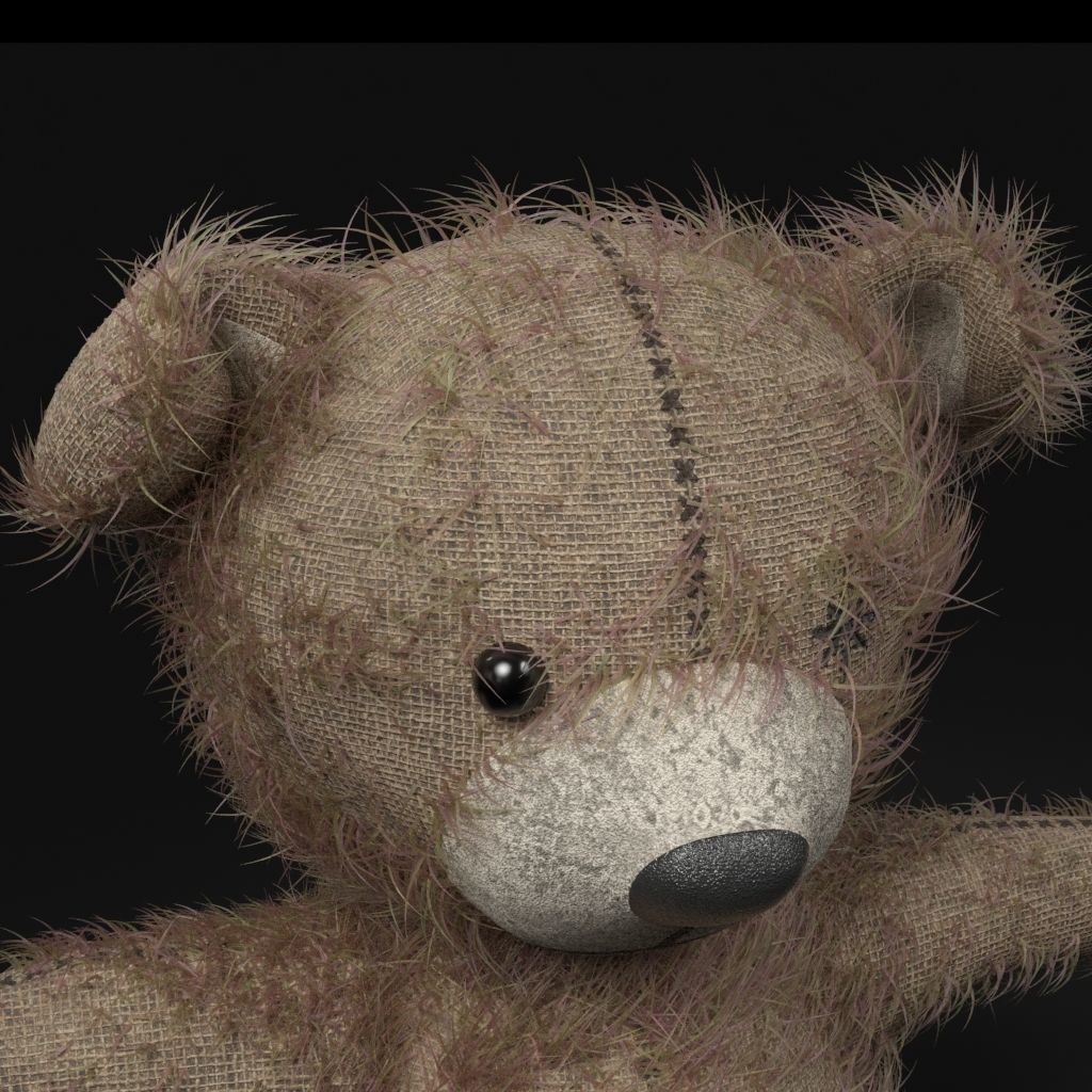 Worn Teddy Bear Low-poly 3D model_10