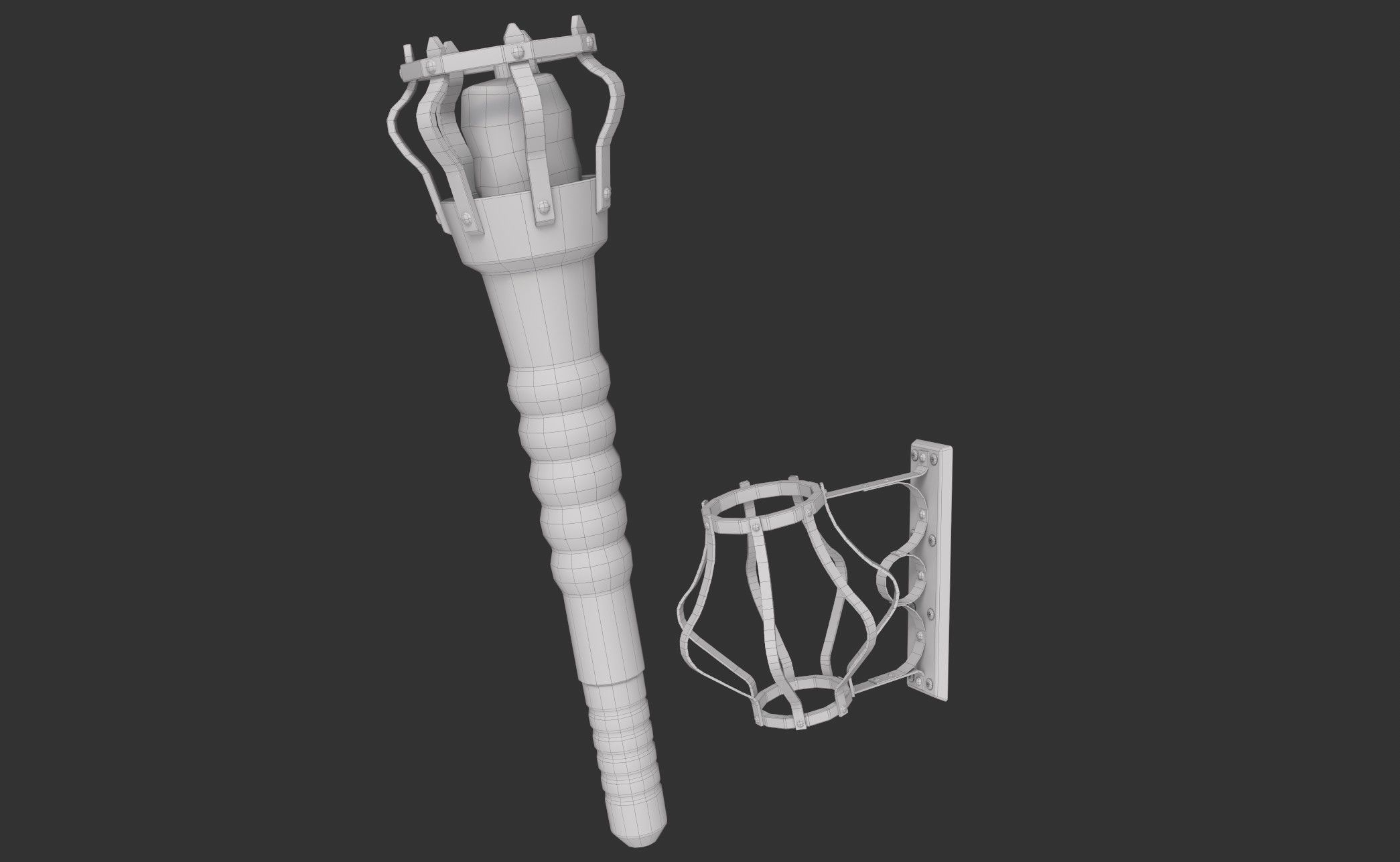 Wall Torch Low-poly 3D model_18