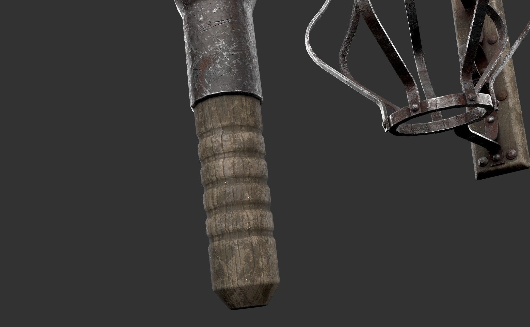 Wall Torch Low-poly 3D model_3