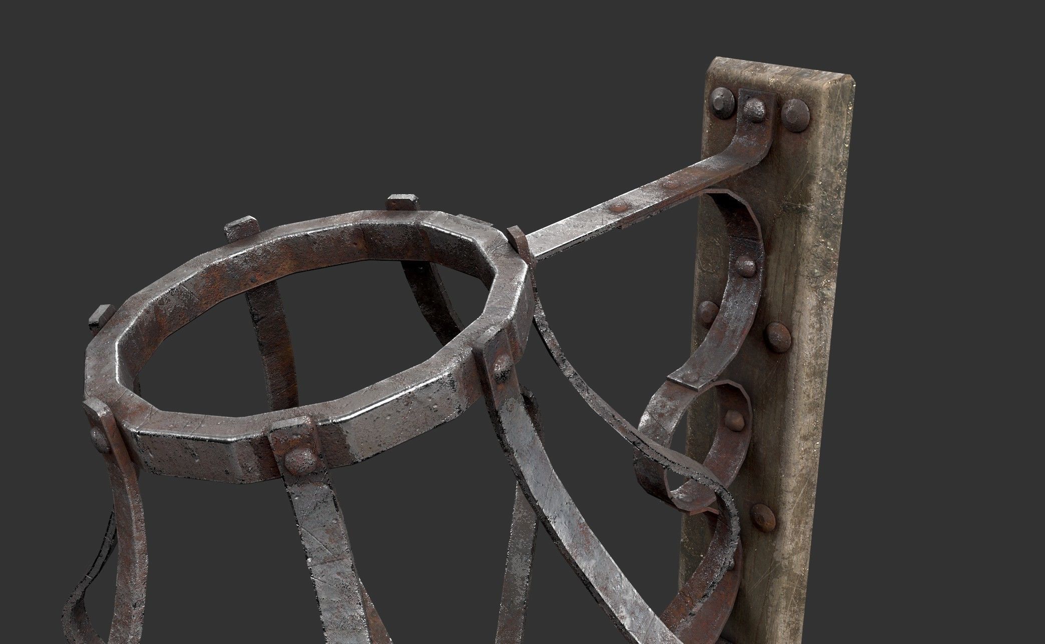 Wall Torch Low-poly 3D model_5