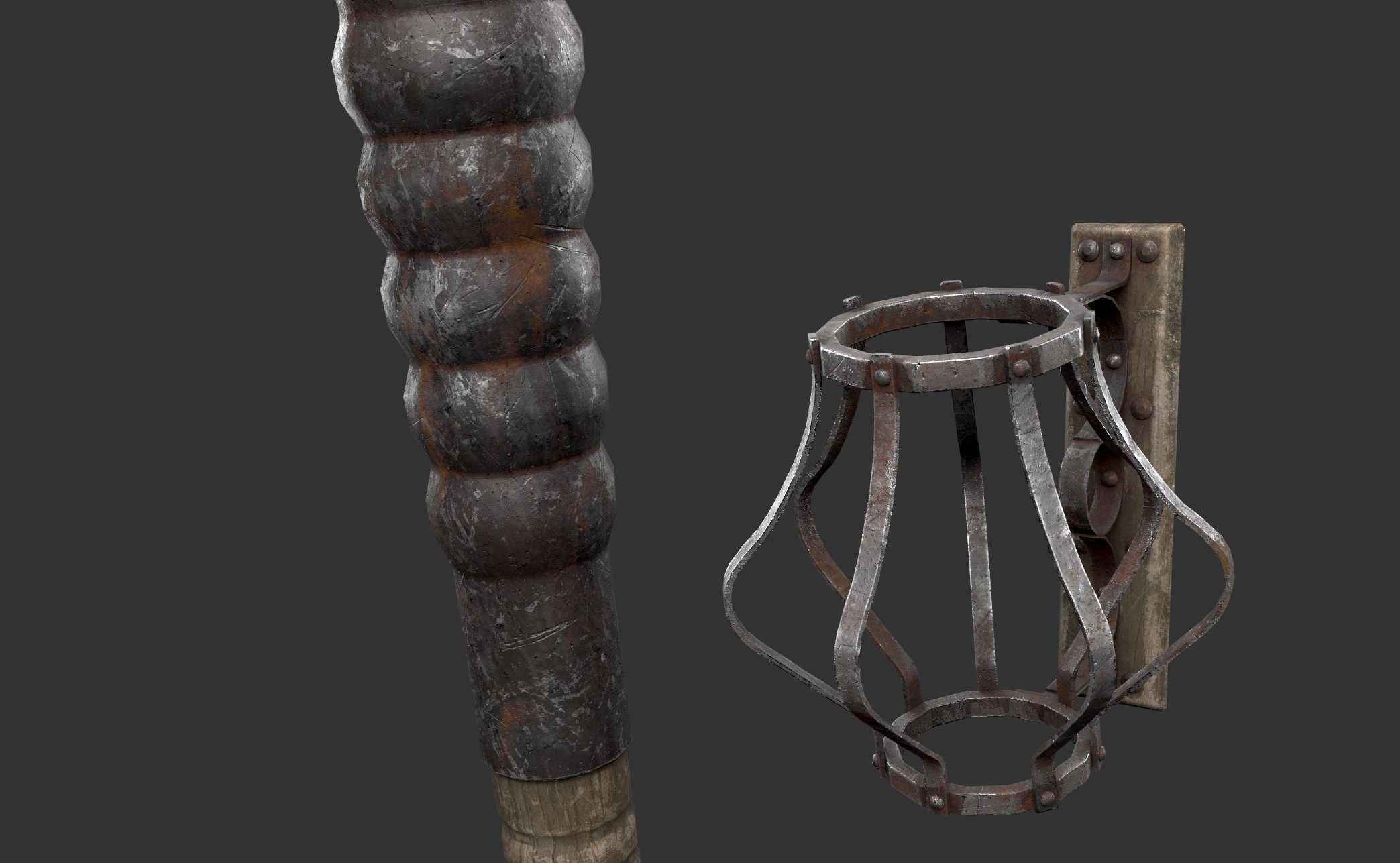 Wall Torch Low-poly 3D model_4