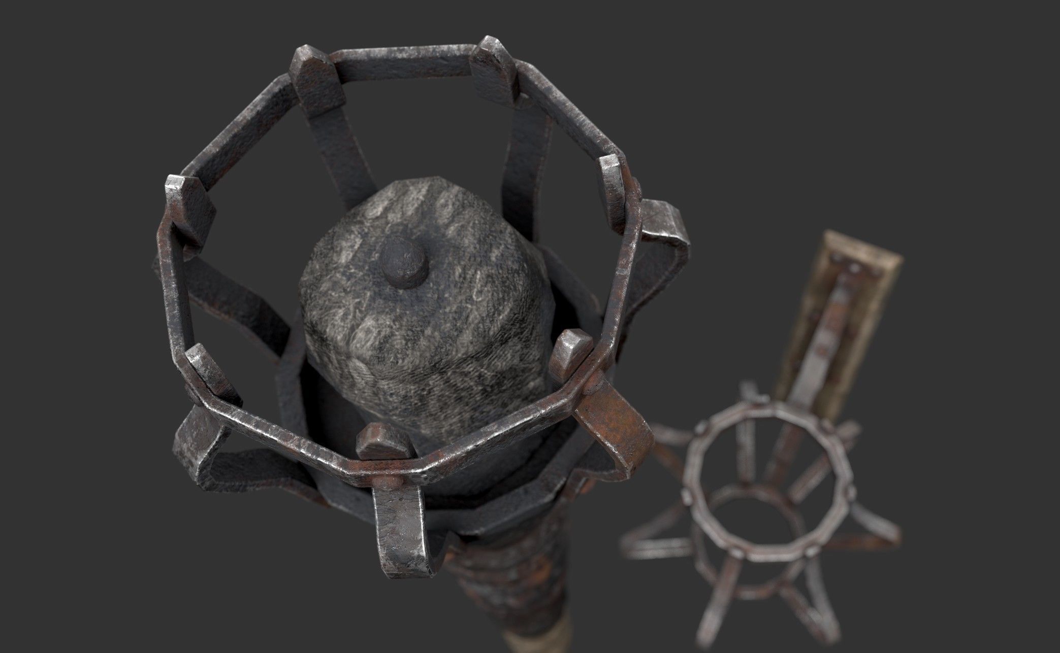 Wall Torch Low-poly 3D model_9