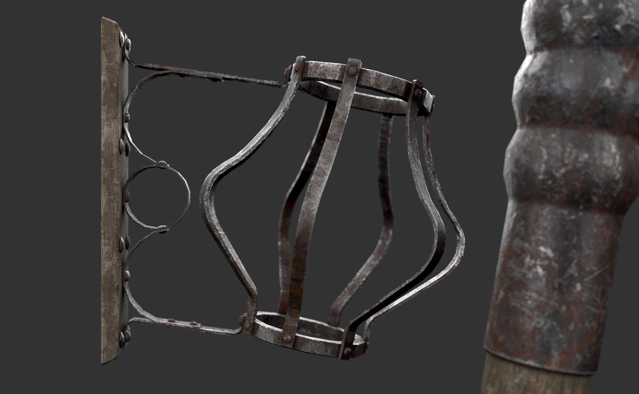 Wall Torch Low-poly 3D model_6