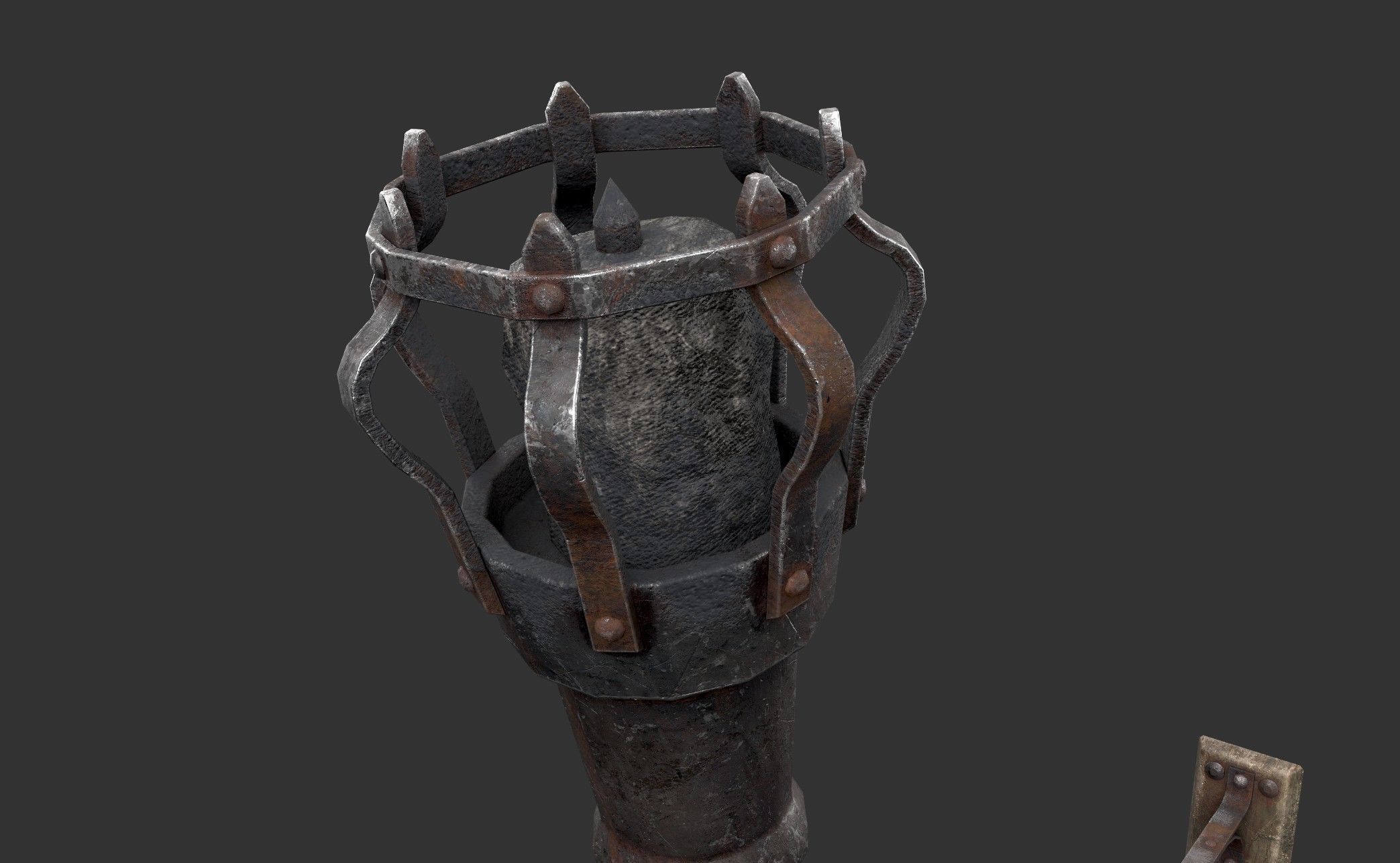 Wall Torch Low-poly 3D model_2