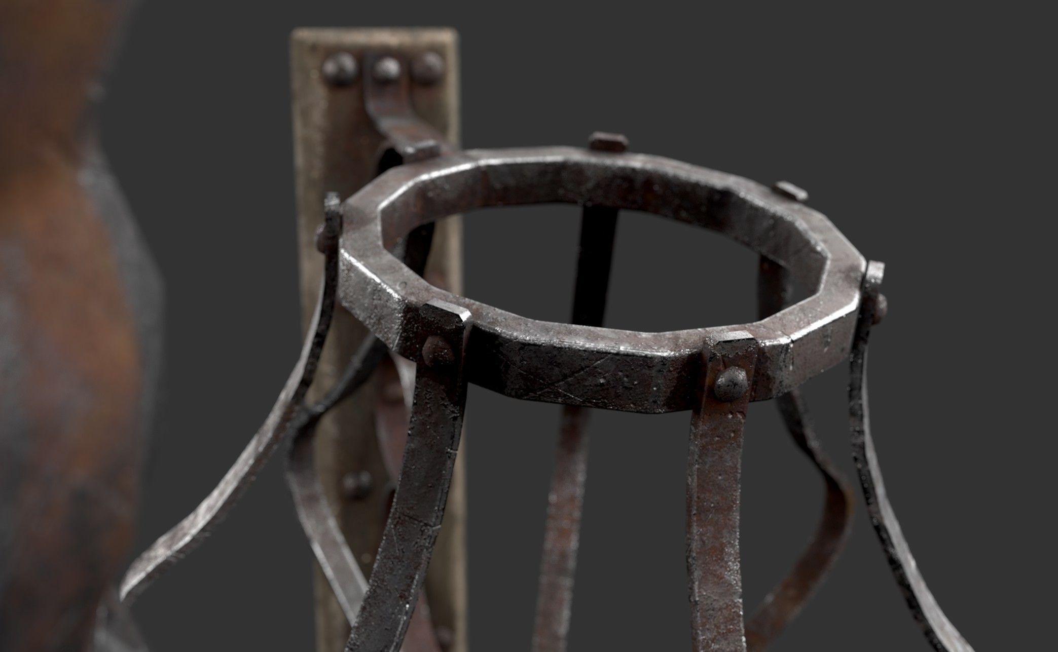 Wall Torch Low-poly 3D model_7