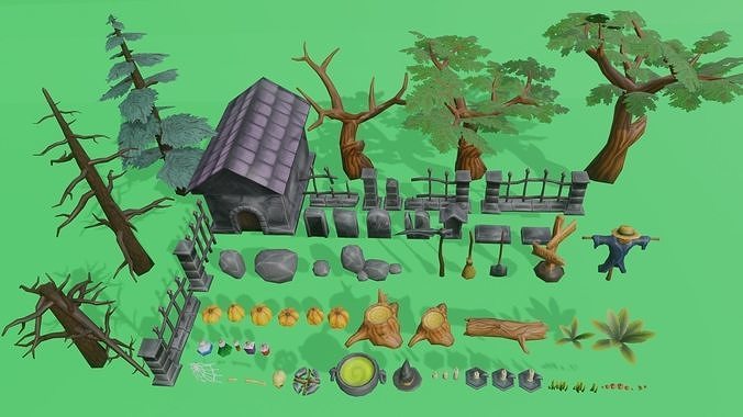 Low-poly Asset Hallowen Low-poly 3D model
