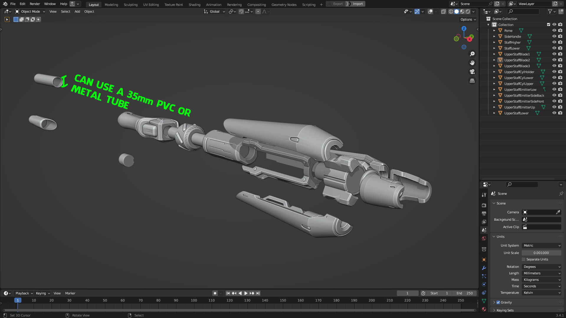Overwatch Mercy Caduceus Staff for Cosplay 3D print model_11