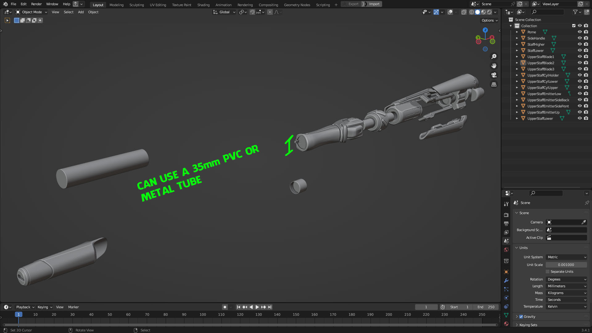 Overwatch Mercy Caduceus Staff for Cosplay 3D print model_10