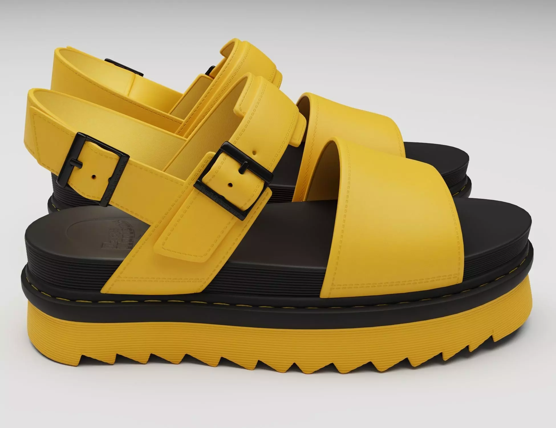 Yellow sandals Dr Martens Low-poly 3D model