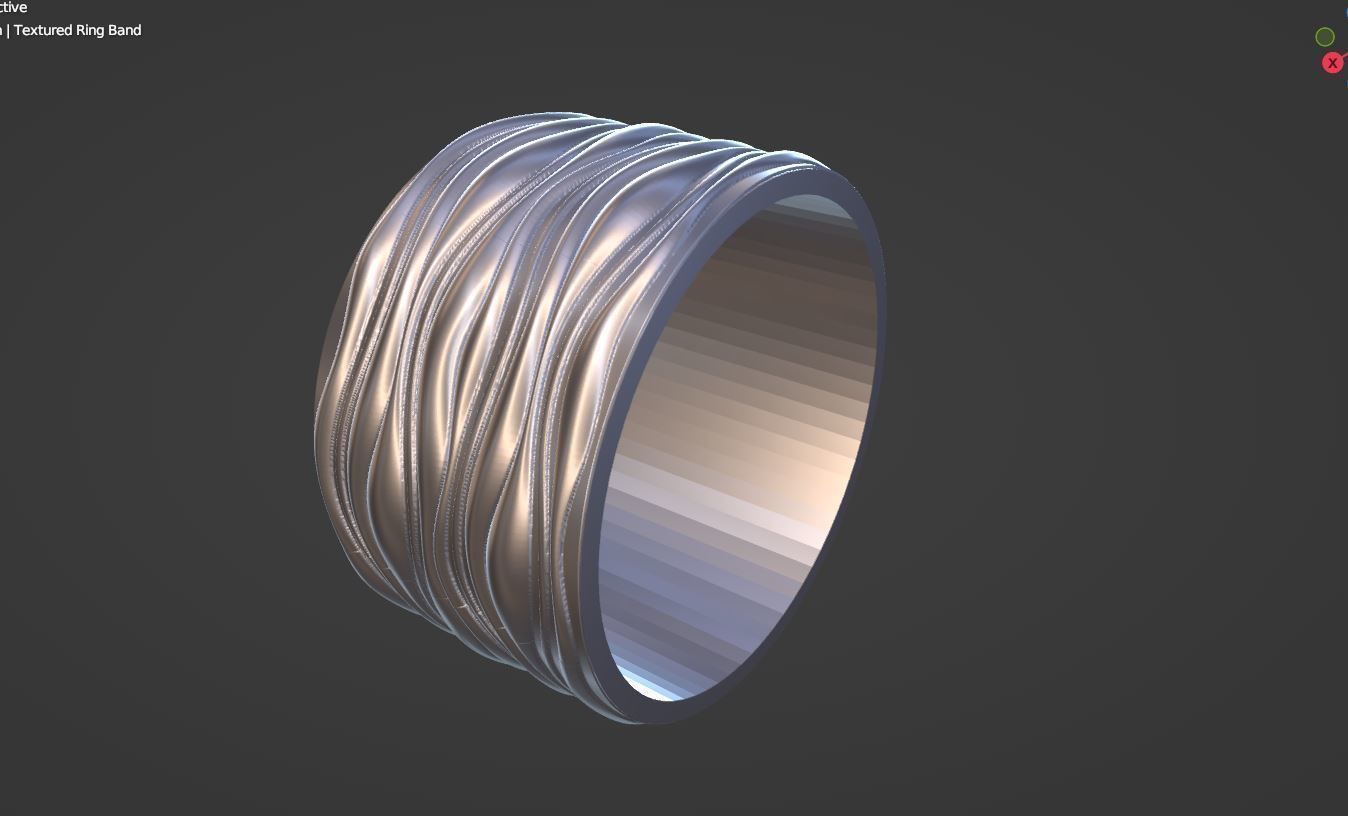 Textured Wave Ring Band Design 3D print model_1