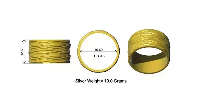 Textured Wave Ring Band Design 