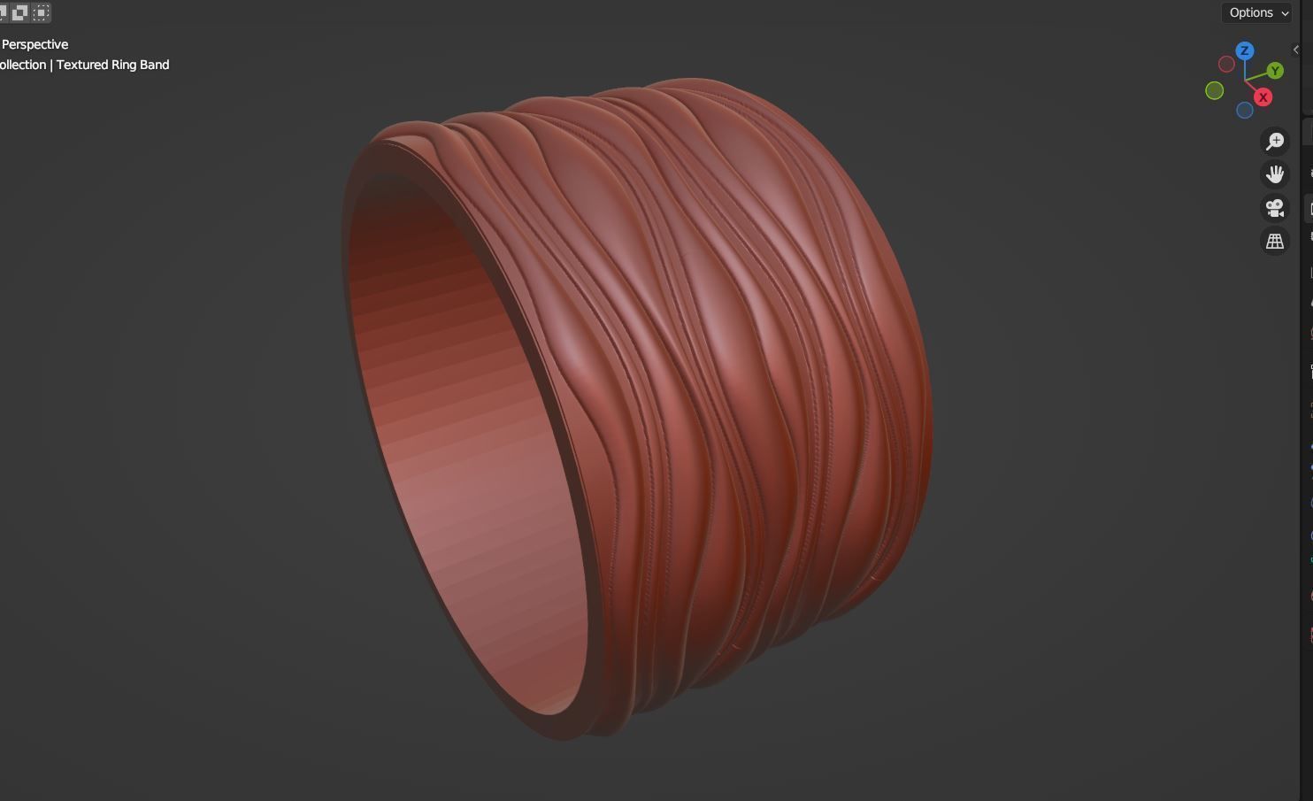 Textured Wave Ring Band Design 3D print model_5