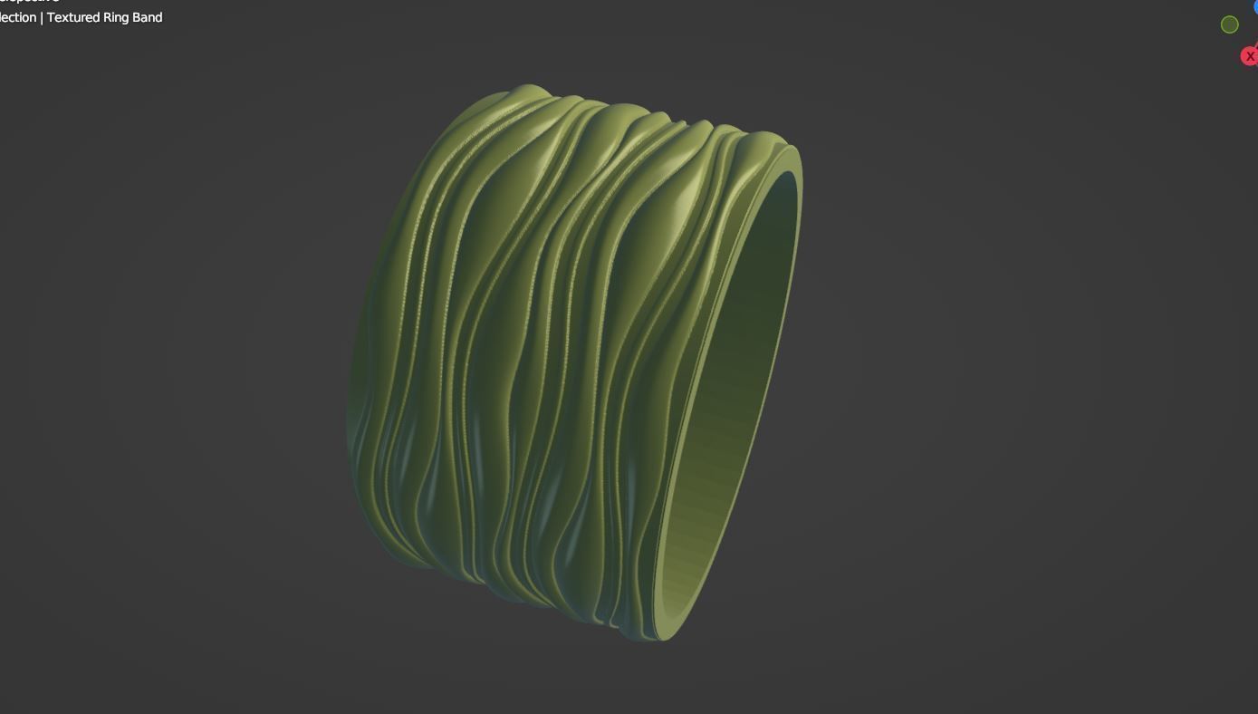Textured Wave Ring Band Design 3D print model_2