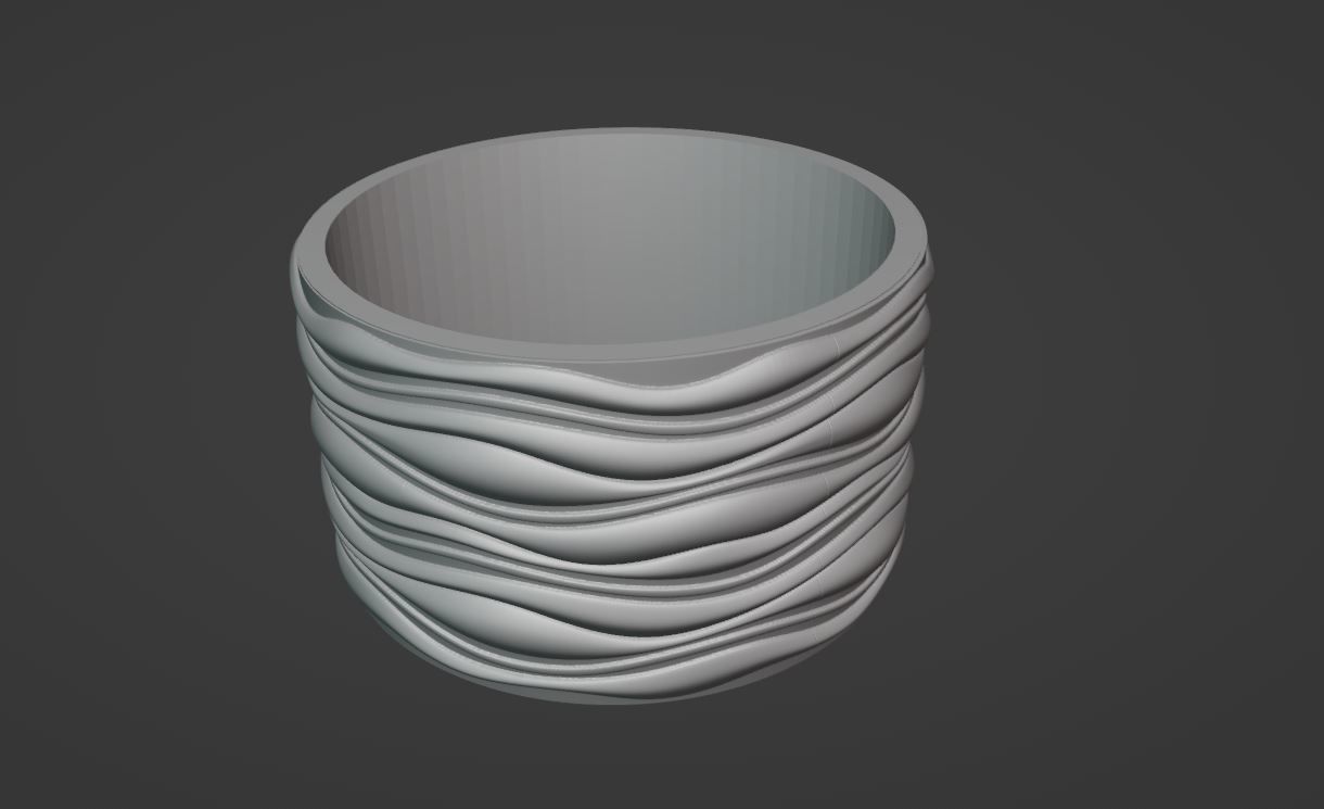 Textured Wave Ring Band Design 3D print model_3