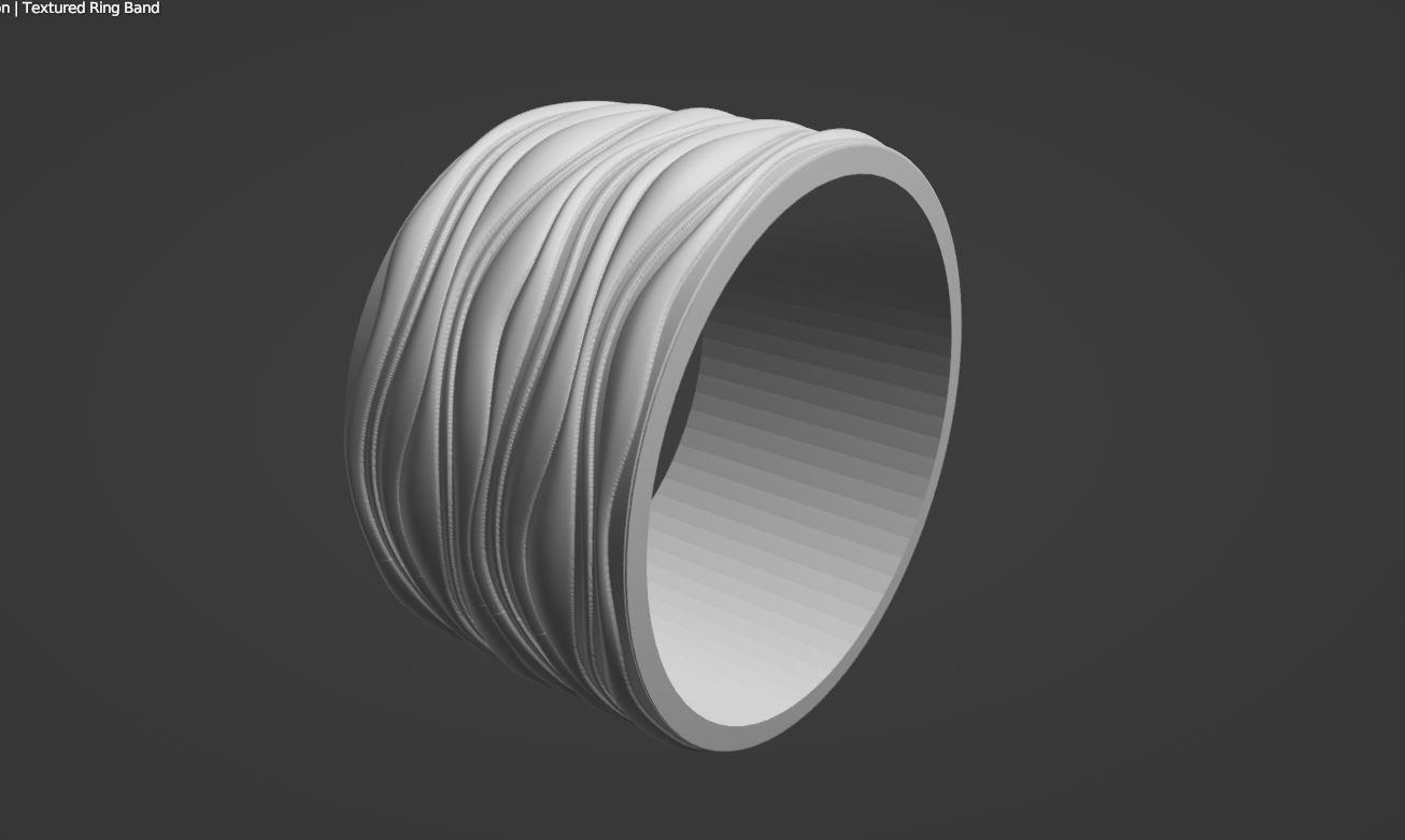 Textured Wave Ring Band Design 3D print model_4