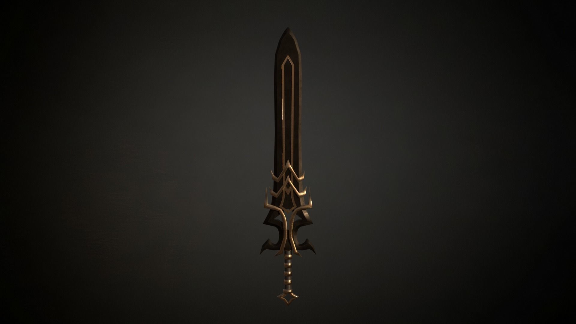 Medieval Evil  Fantasy Sword Low-poly 3D model_1