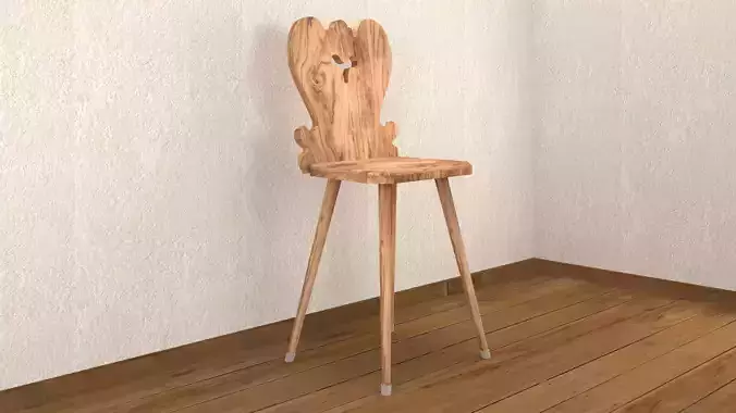 Carved Wooden Chair 3D Model