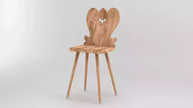 Carved Wooden Chair 3D Model