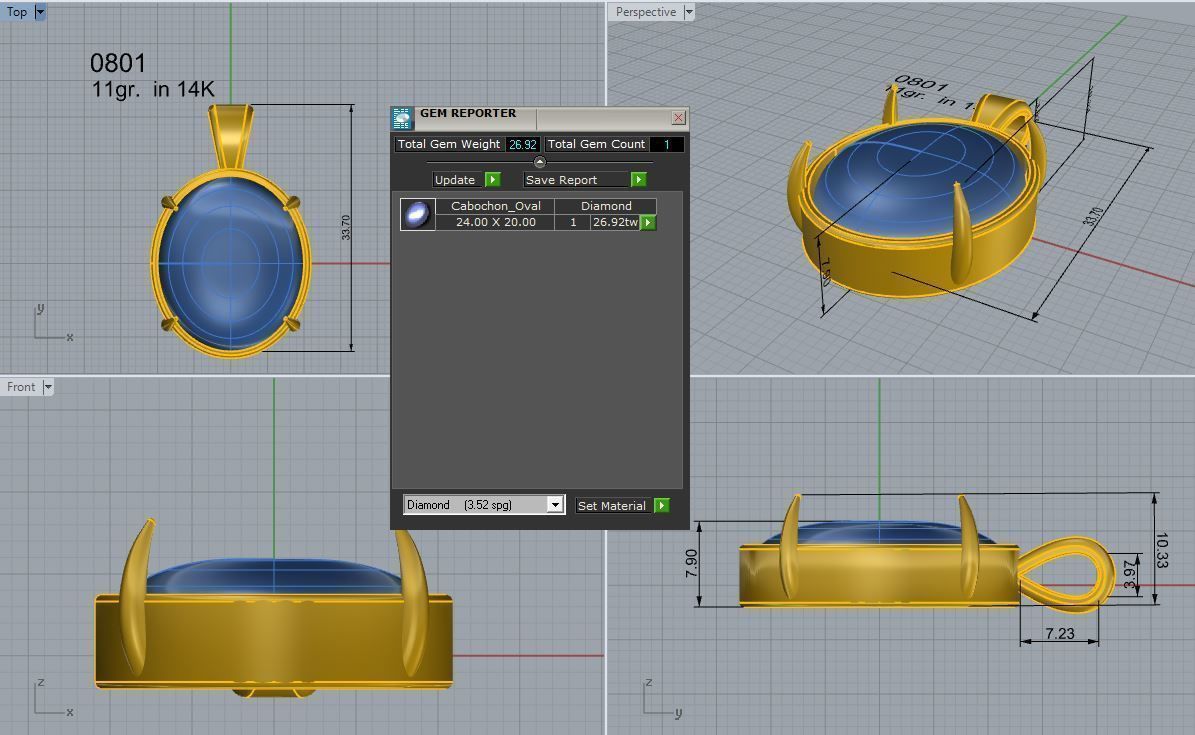 Oval Cabochon Pendant 0801 3D print model_4