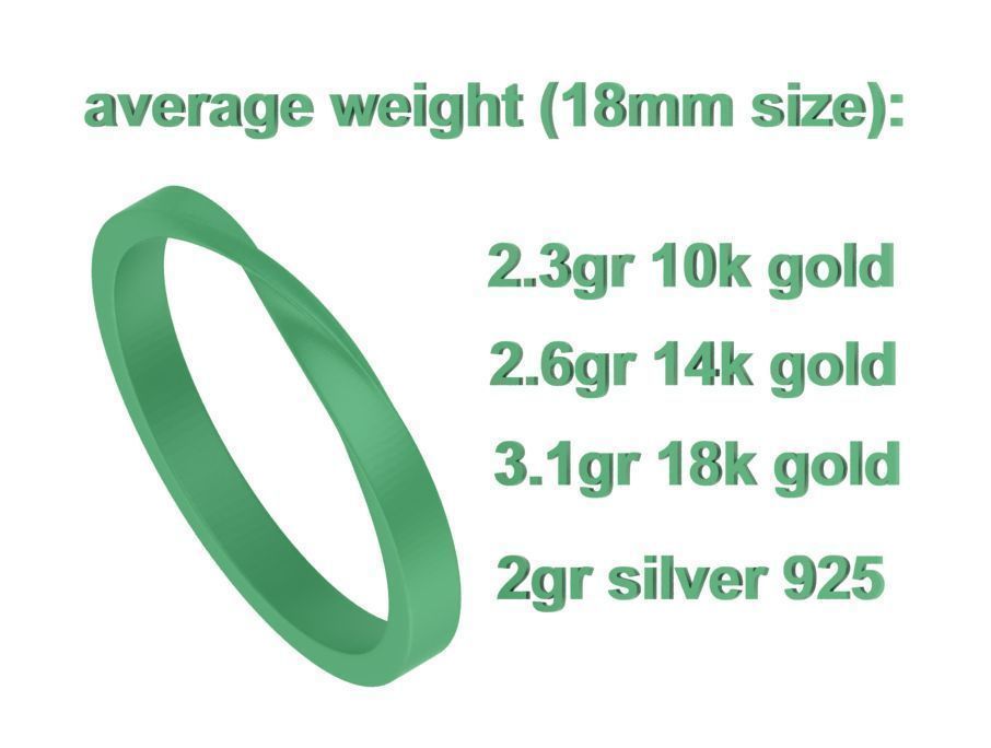Twisted Wedding Band Mobius Wedding Band Bent Band 2mm wide 3D print model_7