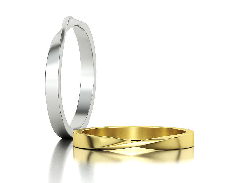 Twisted Wedding Band Mobius Wedding Band Bent Band 2mm wide 3D print model_1