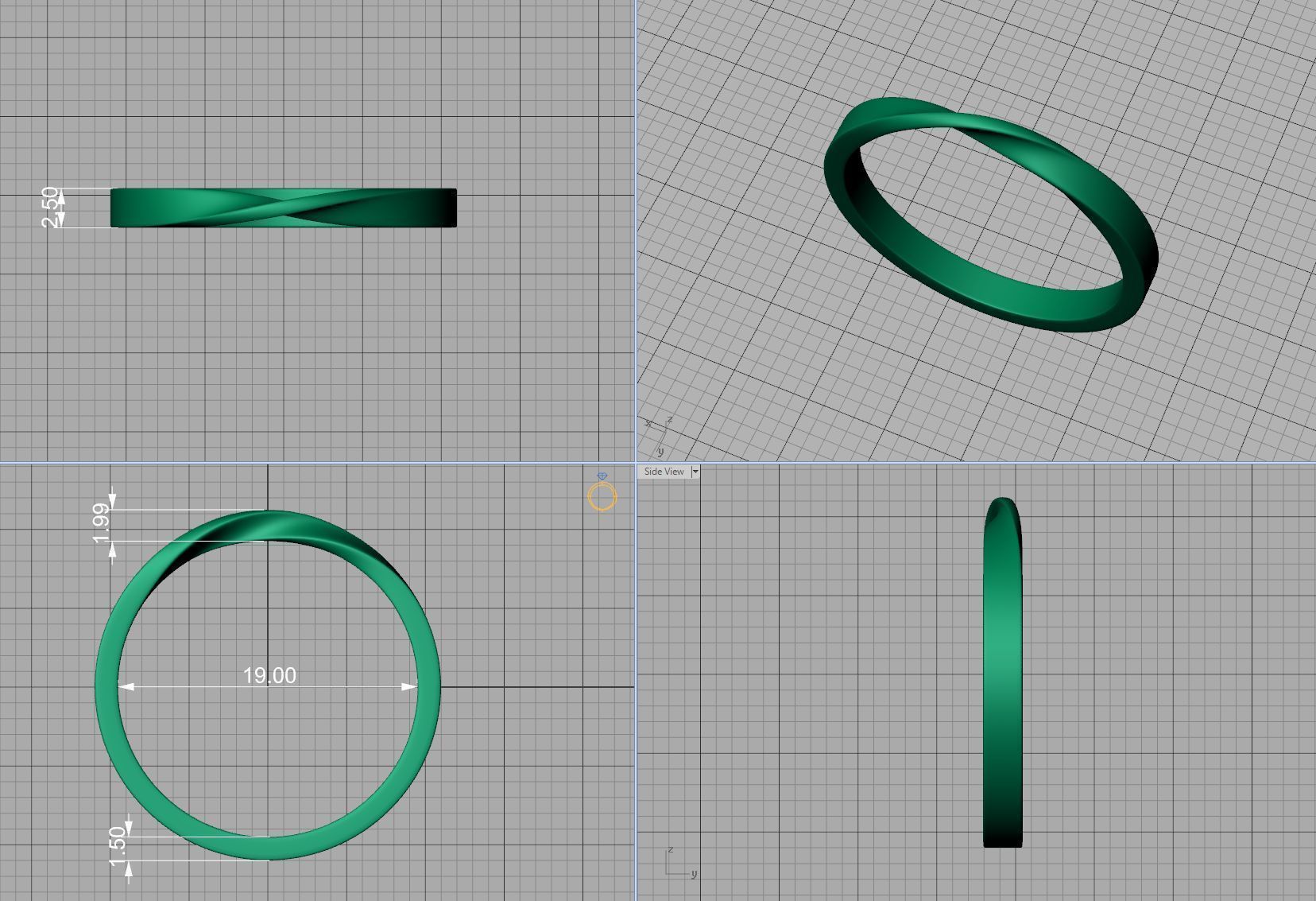 Twisted Wedding Band Mobius Wedding Band Bent Band 2mm wide 3D print model_6