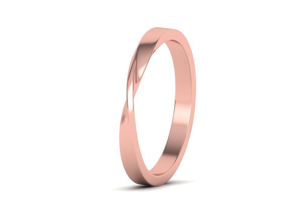 Twisted Wedding Band Mobius Wedding Band Bent Band 2mm wide 3D print model_31