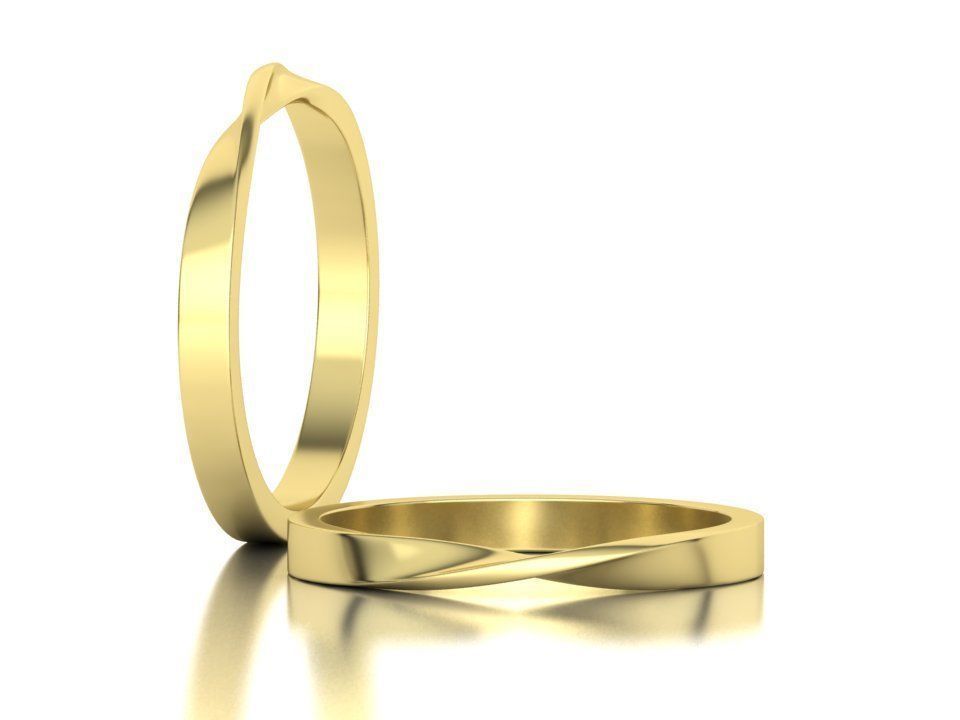 Twisted Wedding Band Mobius Wedding Band Bent Band 2mm wide 3D print model_4