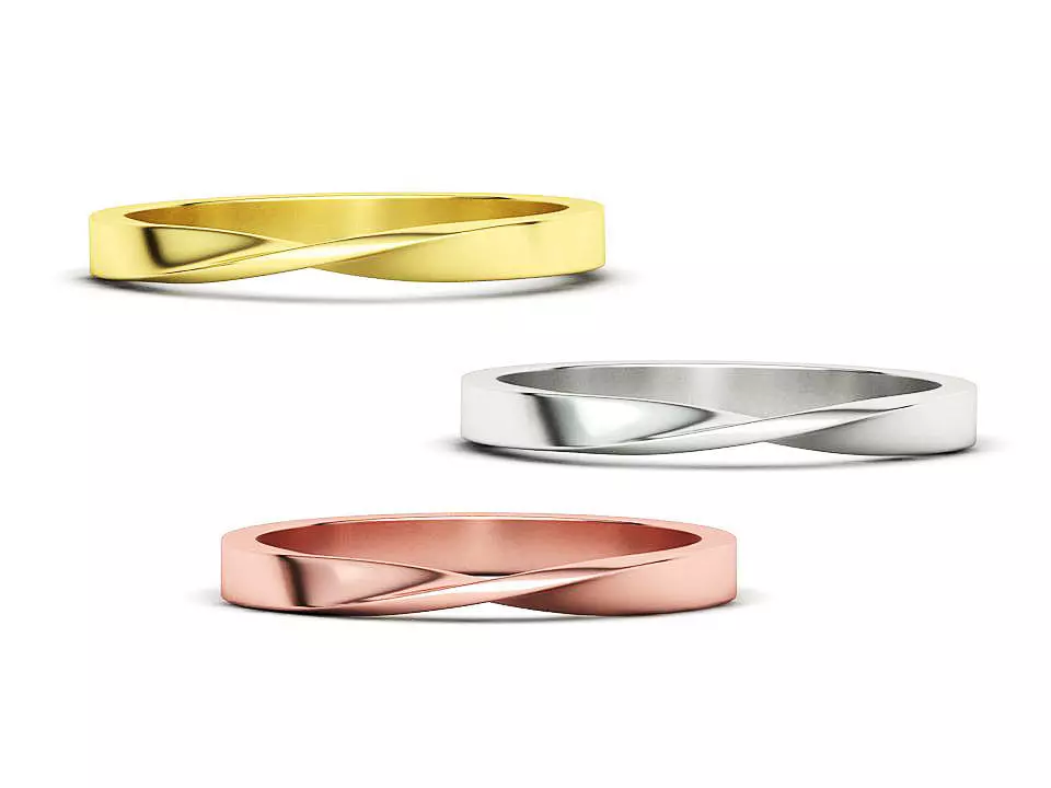 Twisted Wedding Band Mobius Wedding Band Bent Band 2mm wide 3D print model_0