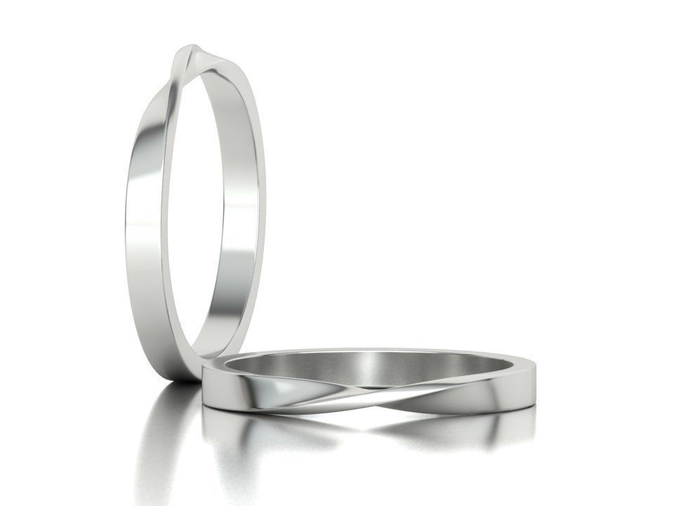 Twisted Wedding Band Mobius Wedding Band Bent Band 2mm wide 3D print model_5